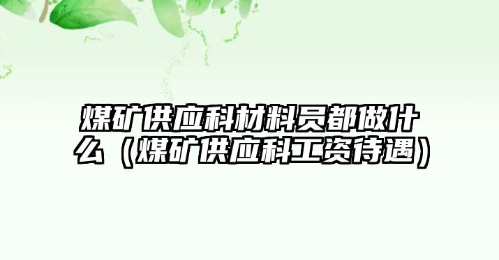 煤礦供應科材料員都做什么（煤礦供應科工資待遇）