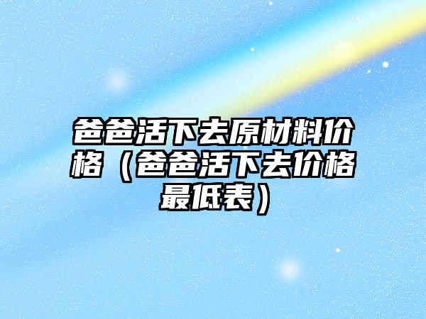 爸爸活下去原材料價格（爸爸活下去價格最低表）