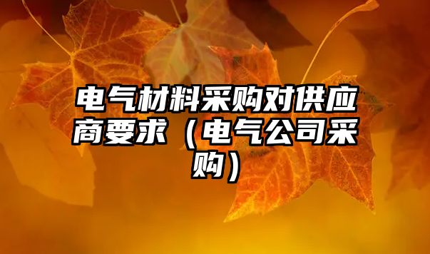 電氣材料采購(gòu)對(duì)供應(yīng)商要求（電氣公司采購(gòu)）