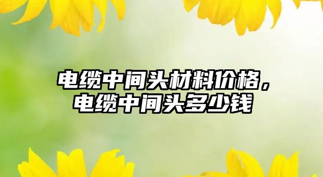 電纜中間頭材料價格，電纜中間頭多少錢